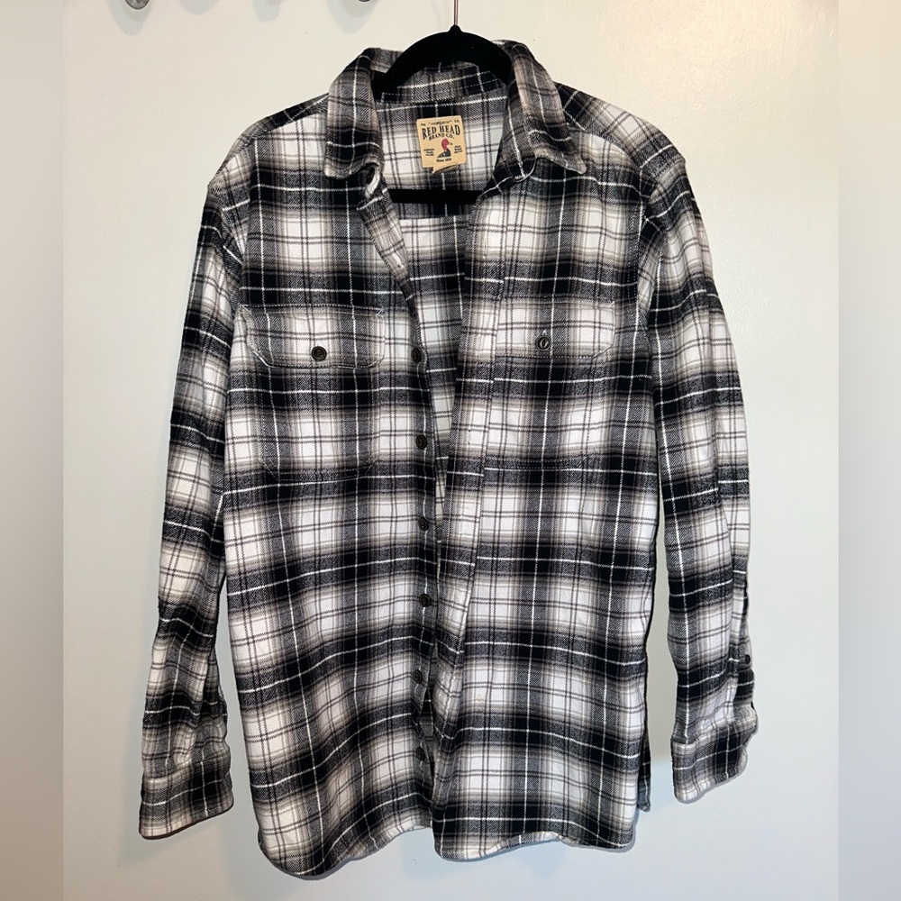 RedHead Black and White Plaid Button-Up Shirt